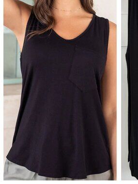 Grace & Lace Black V-Neck Perfect Pocket Tank (M)